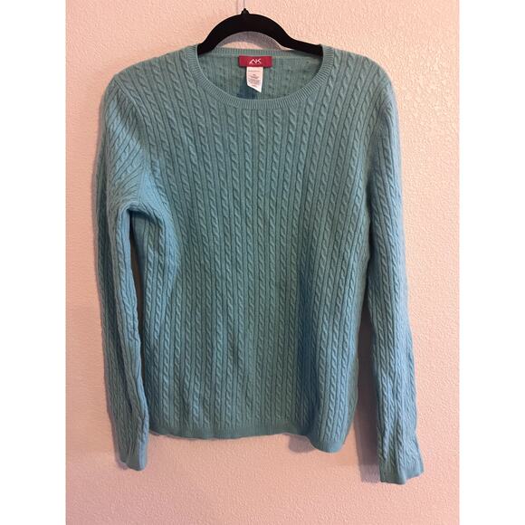 Anne Klein Vintage Fisherman sweater blue / teal  size XL Long sleeves preppy - Picture 1 of 6